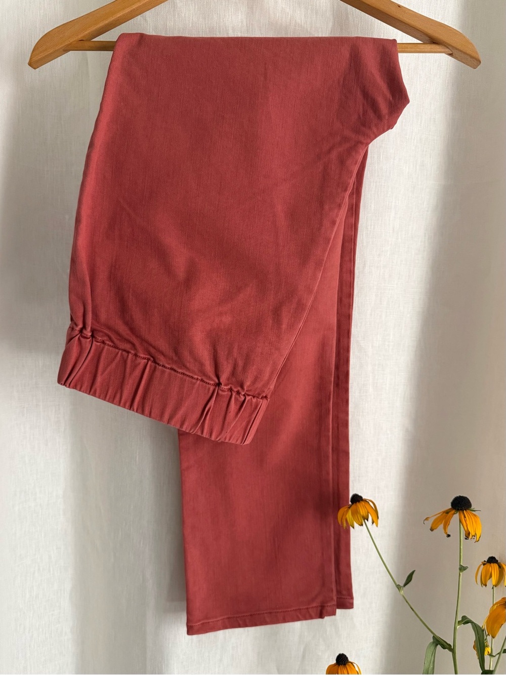 NWT Soft Surroundings Terracotta Pants M Stretch Pull On Straight Leg Clay Red